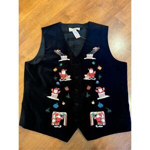 Woman’s vintage Telluride clothing ugly Santa/christmas velvet vest